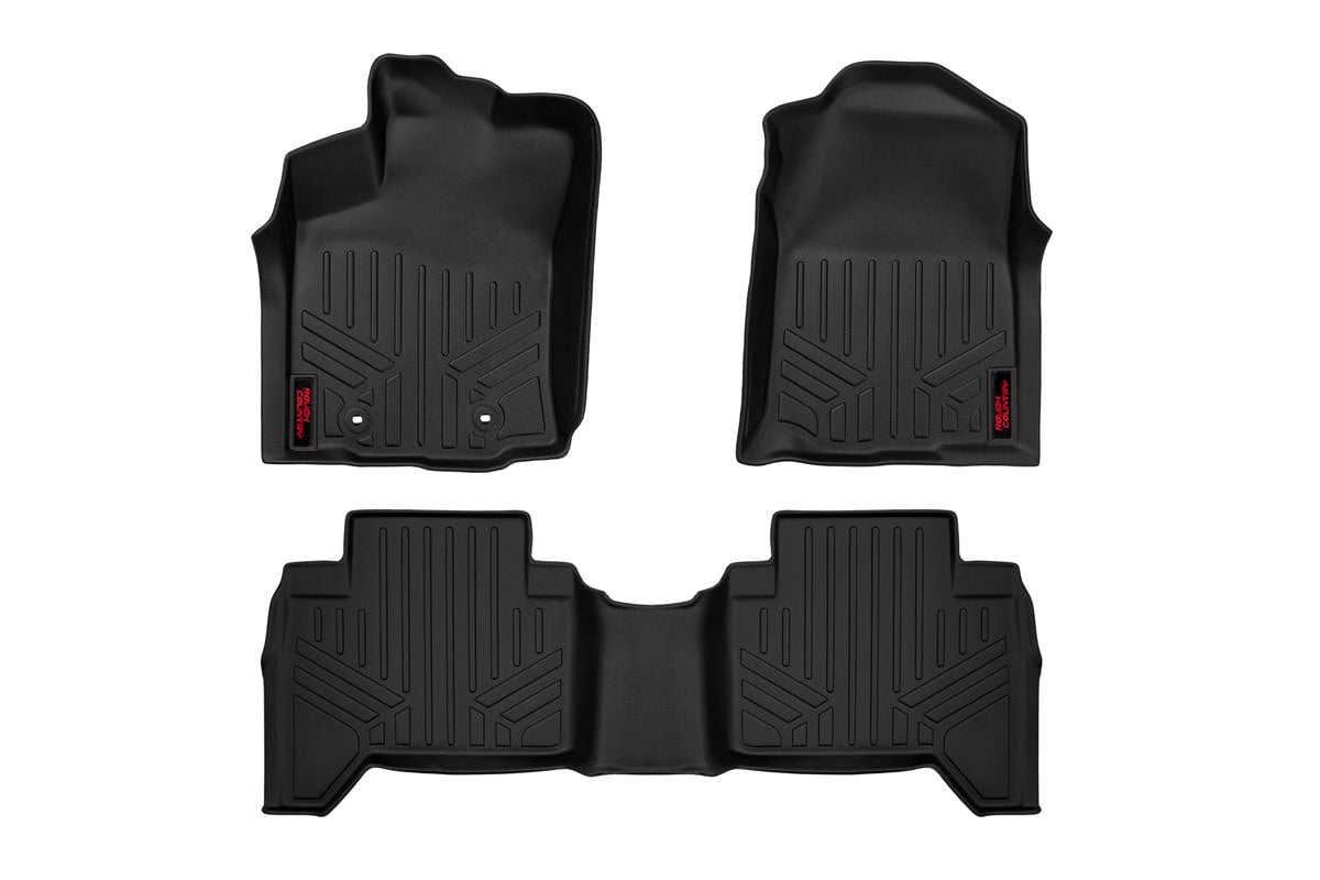 Toyota Tacoma Floor Mats - Front and Rear - Rough Country - Heavy Duty Floor Mats - '16-'23